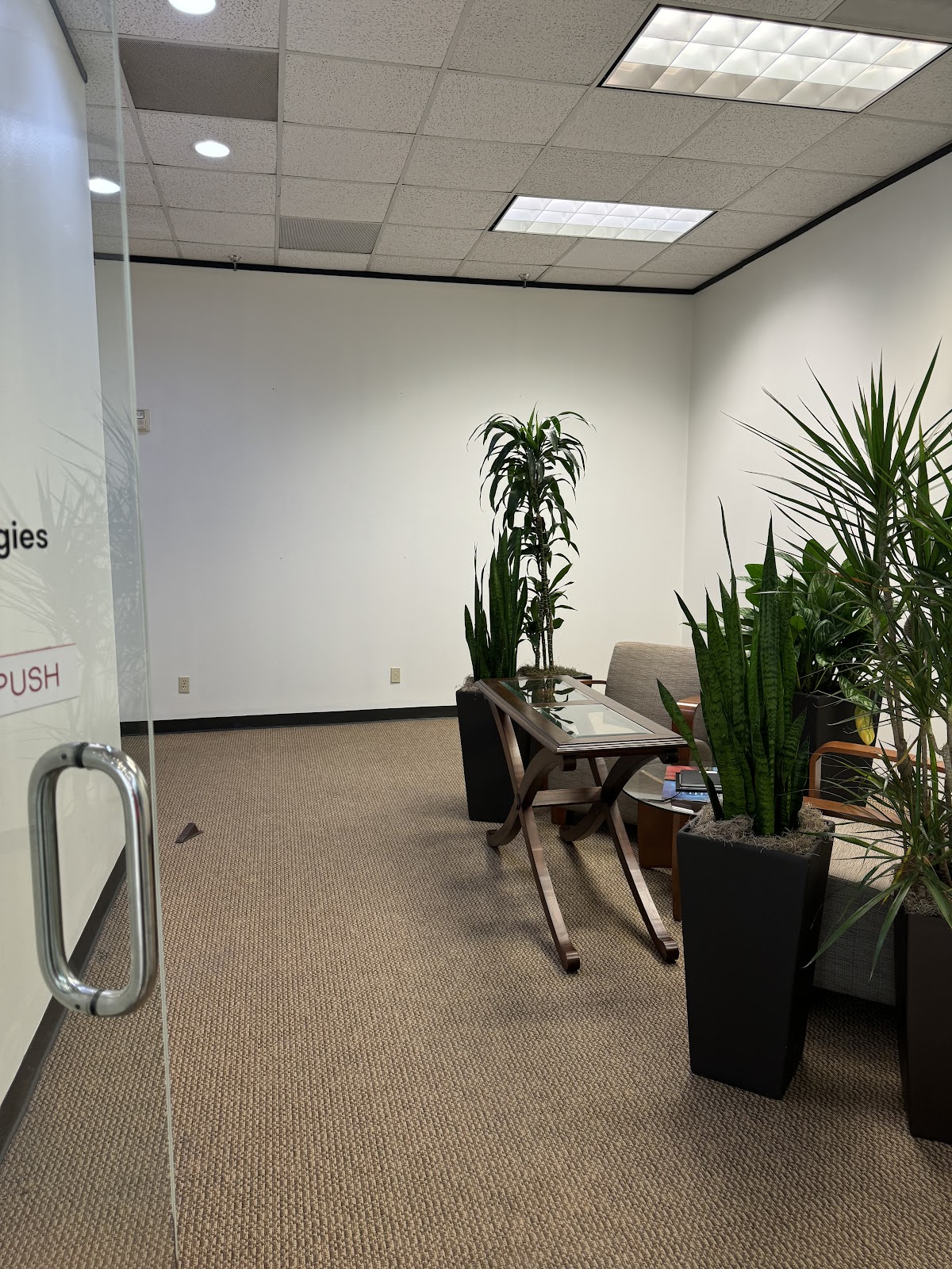 Commercial office lobby with clean white walls